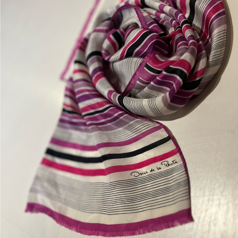 Vintage Oscar de la Renta striped silk scarf 🪁